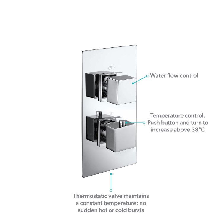 Grade A1 - Chrome Single Outlet Wall Mounted Thermostatic Mixer Shower Set - Cube