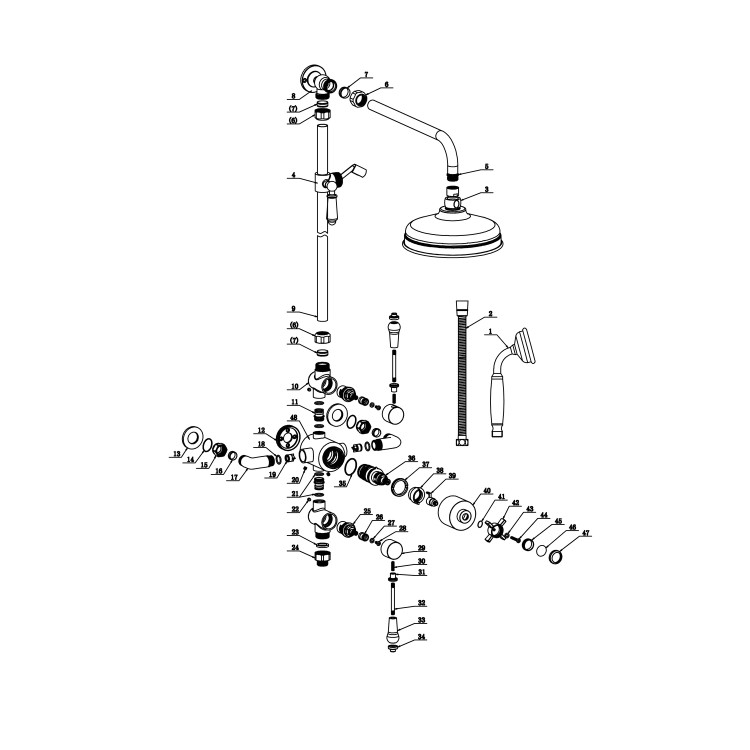 Chrome Single Outlet Wall Mounted Thermostatic Mixer Shower Set - Cambridge