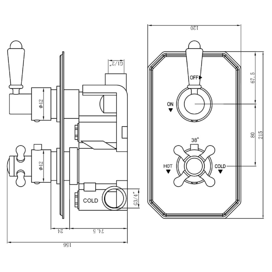 Grade A1 - Chrome Single Outlet Ceiling Mounted Thermostatic Mixer Shower Set - Cambridge