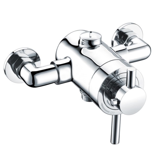 Chrome Thermostatic Mixer Shower Set With Traditional Round Slide Rail Kit - Volta