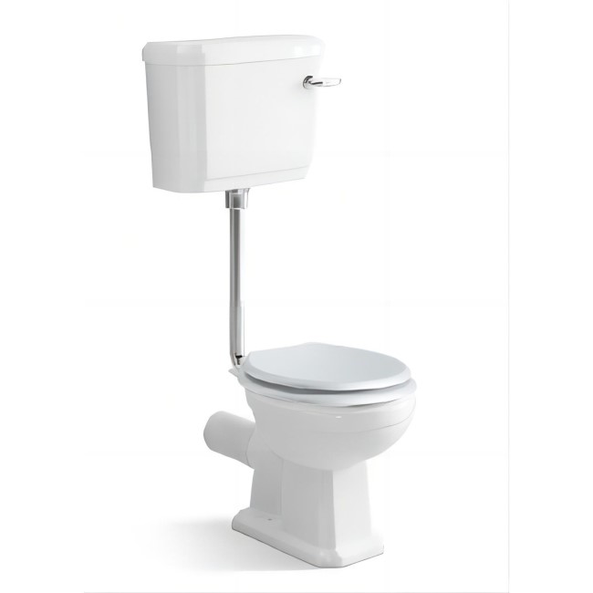 Grade A1 - Close Coupled Traditional Low Level Toilet with Wooden Soft Close Seat - Park Royal