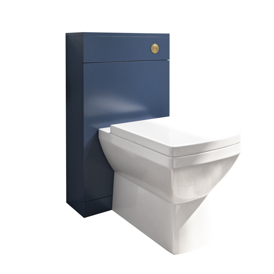 500mm Blue Back to Wall Toilet Unit and brass fittings - Ashford