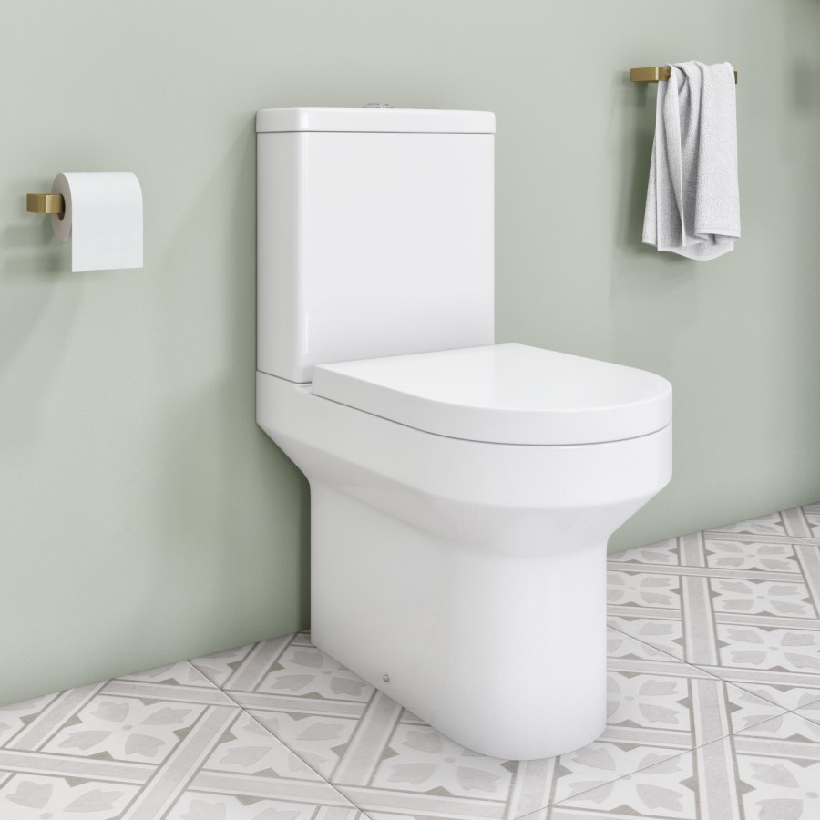 Grade A1 - Close Coupled Rimless Toilet with Soft Close Seat - Pendle