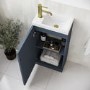 400mm Blue Cloakroom Freestanding Vanity Unit with Basin and Brass Handle - Ashford