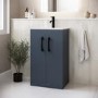 500mm Blue Freestanding Vanity Unit with Basin and Black Handle - Ashford