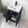 500mm Blue Freestanding Vanity Unit with Basin and Black Handle - Ashford