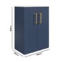 1100mm Blue Toilet and Sink Unit with Square Toilet and Brass Fittings - Ashford