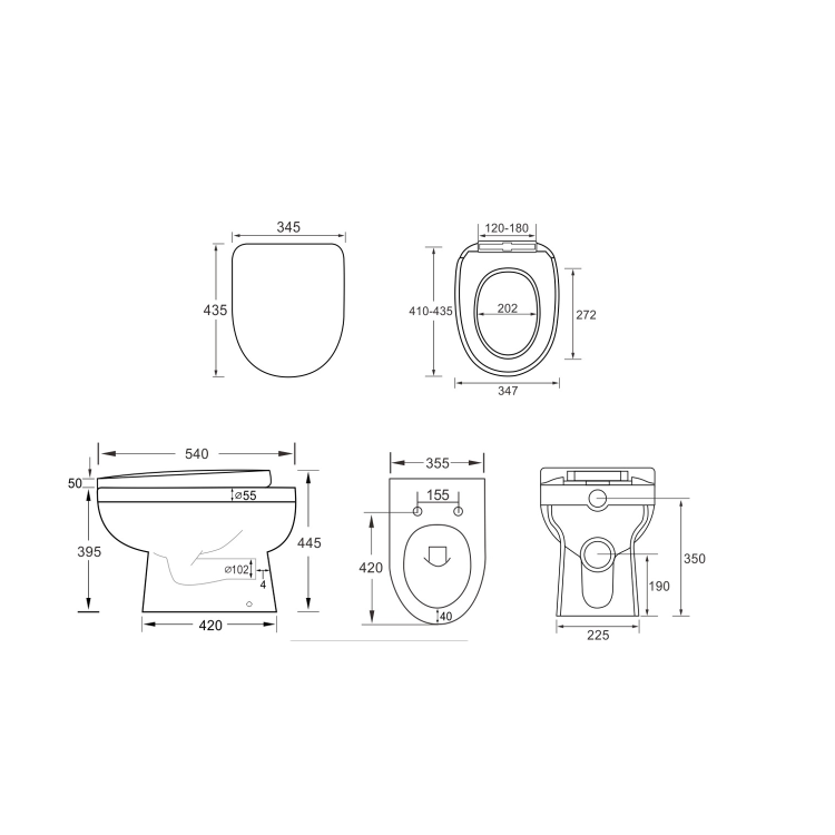 1100mm Blue Toilet and Sink Unit with Drawers, Round Toilet and Chrome Fittings - Ashford