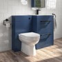 1100mm Blue Toilet and Sink Drawer Unit with Round Toilet and Black Fittings - Ashford