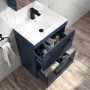 1100mm Blue Toilet and Sink Drawer Unit with Round Toilet and Black Fittings - Ashford