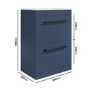 1100mm Blue Toilet and Sink Drawer Unit with Round Toilet and Black Fittings - Ashford