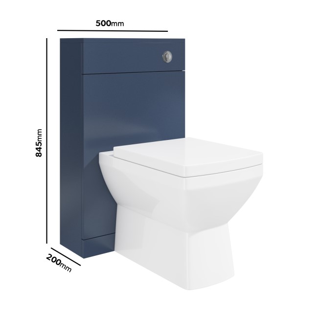 1100mm Blue Toilet and Sink Drawer Unit with Round Toilet and Brass Fittings - Ashford