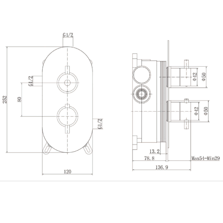 Black Single Outlet Ceiling Mounted Thermostatic Mixer Shower Set - Arissa