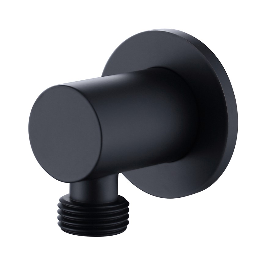 Arissa Matt Black Round Wall Outlet Elbow