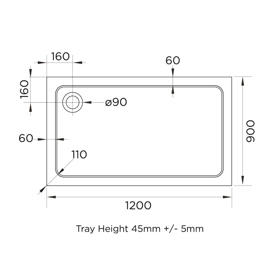 Grade A2 - Chrome 8mm Glass Frameless Rectangular Sliding Shower Enclosure with Shower Tray 1200x900mm - Aquila