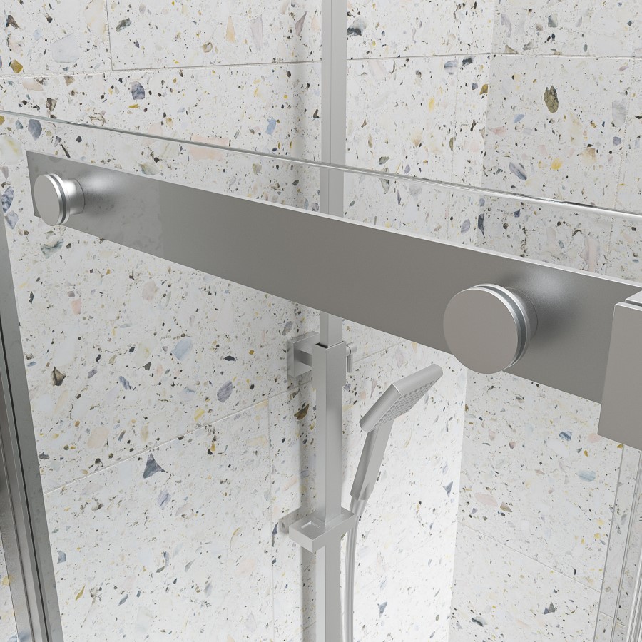 Grade A2 - Chrome 8mm Glass Frameless Rectangular Sliding Shower Enclosure 1200x900mm - Aquila