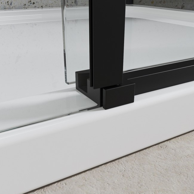 Black 8mm Glass Sliding Shower Door 1400mm - Aquila