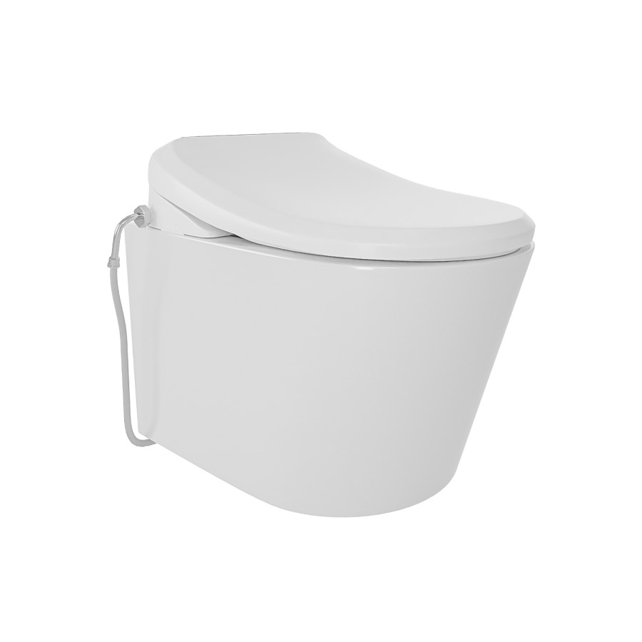 Grade A1 - Wall Hung Toilet with Smart Bidet Toilet Seat - Purificare