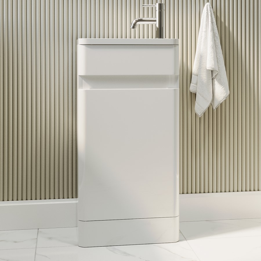 Grade A1 - 410mm White Cloakroom Vanity Unit with Basin - Pendle