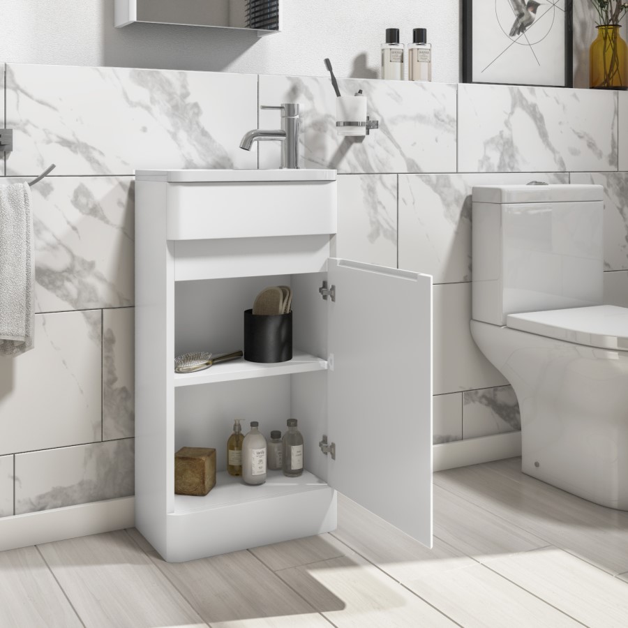 Grade A1 - 410mm White Cloakroom Vanity Unit with Basin - Pendle 