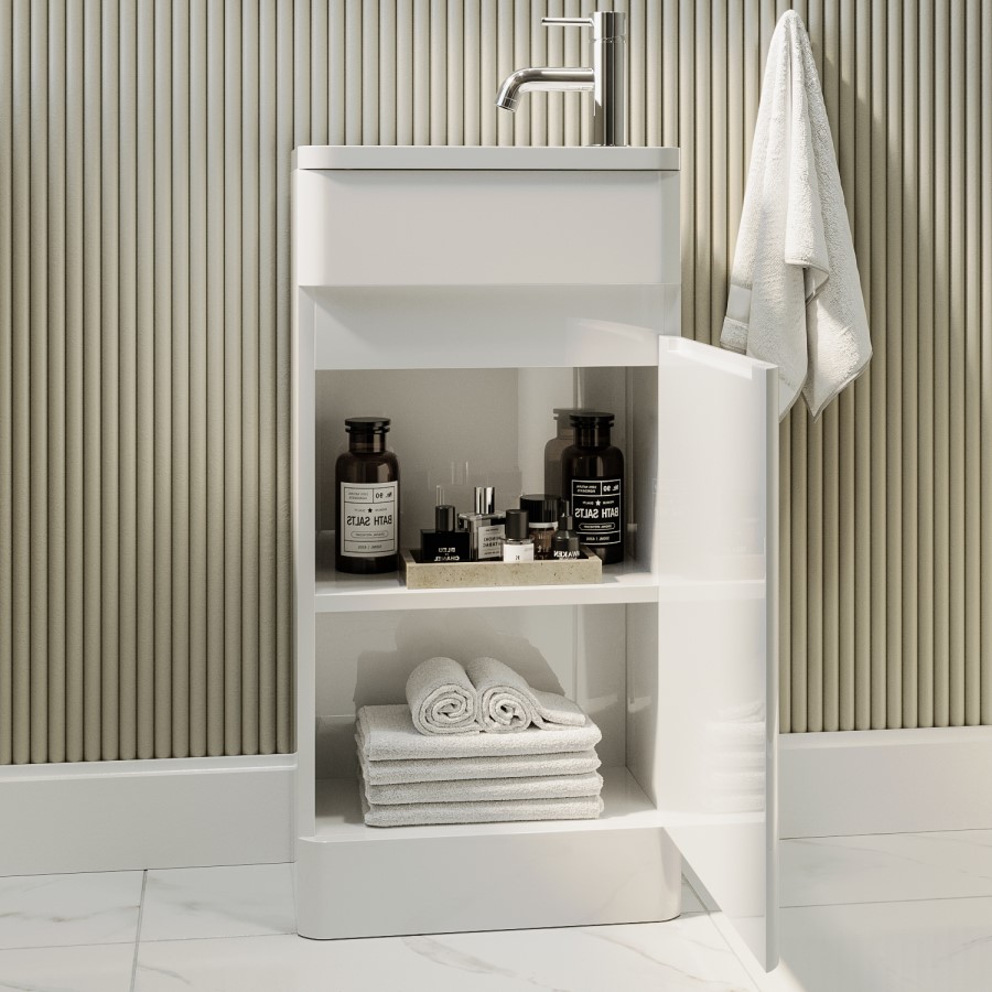 Grade A1 - 410mm White Cloakroom Vanity Unit with Basin - Pendle