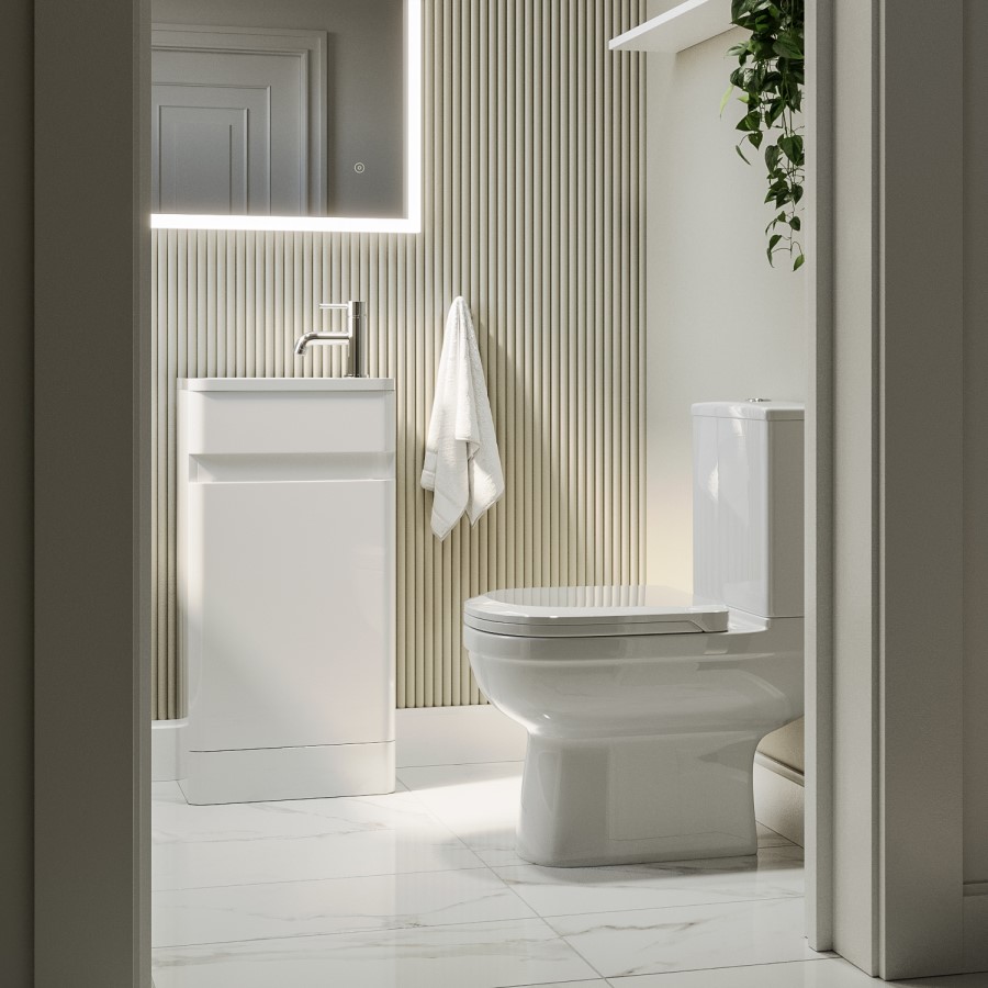 Grade A1 - 410mm White Cloakroom Vanity Unit with Basin - Pendle