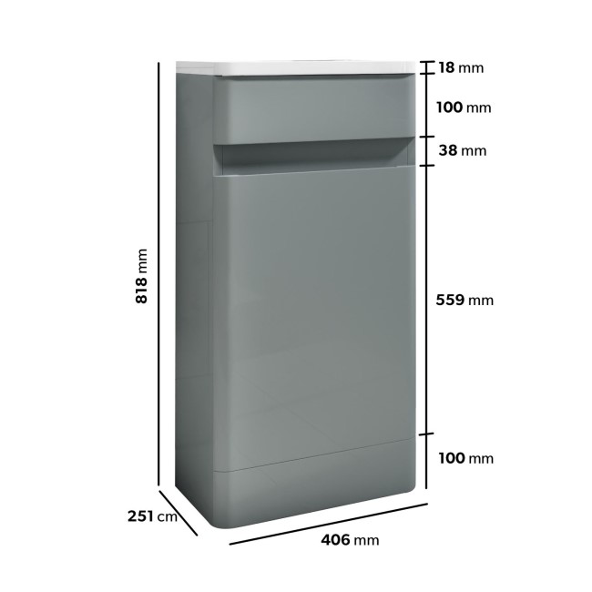 410mm Light Grey Cloakroom Vanity Unit with Basin - Pendle