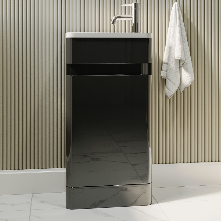 Grade A2 - 410mm Dark Grey Cloakroom Vanity Unit with Basin - Pendle