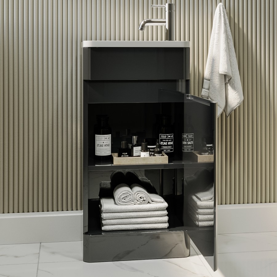 Grade A2 - 410mm Dark Grey Cloakroom Vanity Unit with Basin - Pendle