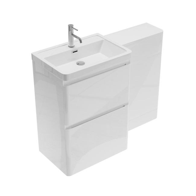 1100mm White Toilet and Sink Unit with Square Toilet - Pendle