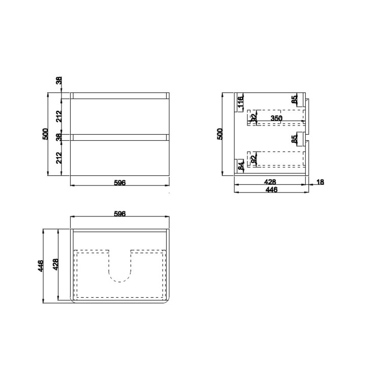 600mm White Wall Hung Vanity Unit with Basin - Pendle