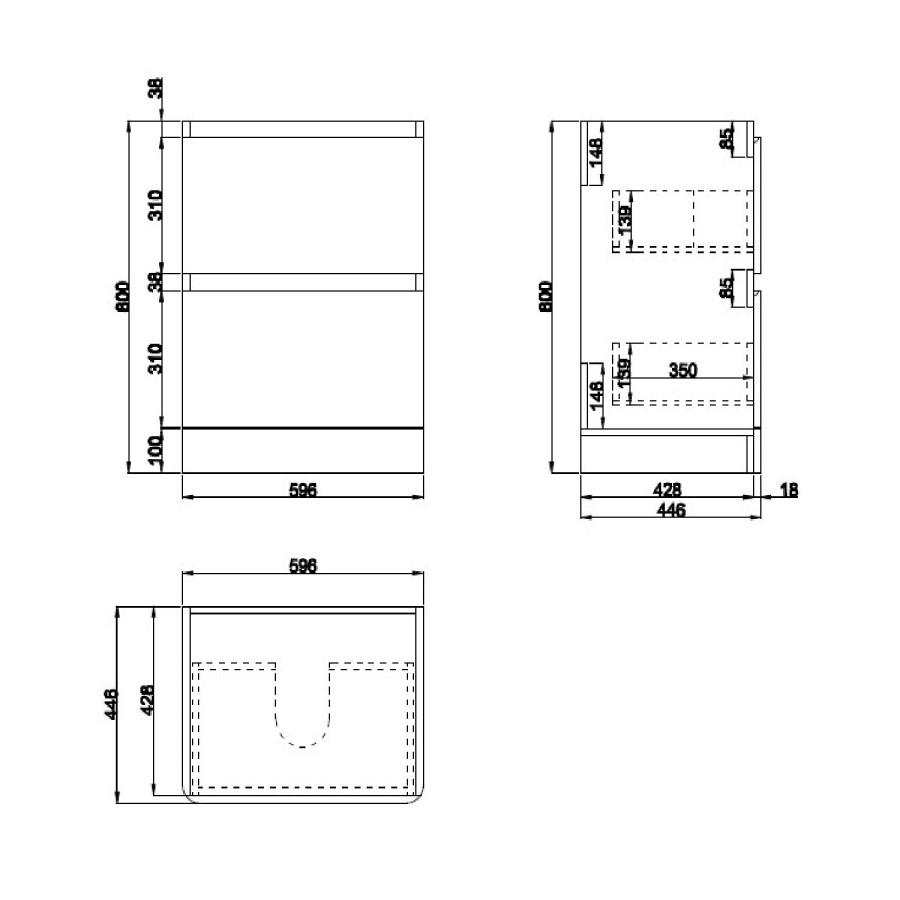 Grade A1 - 600mm Light Grey Freestanding Countertop Vanity Unit with Basin - Pendle