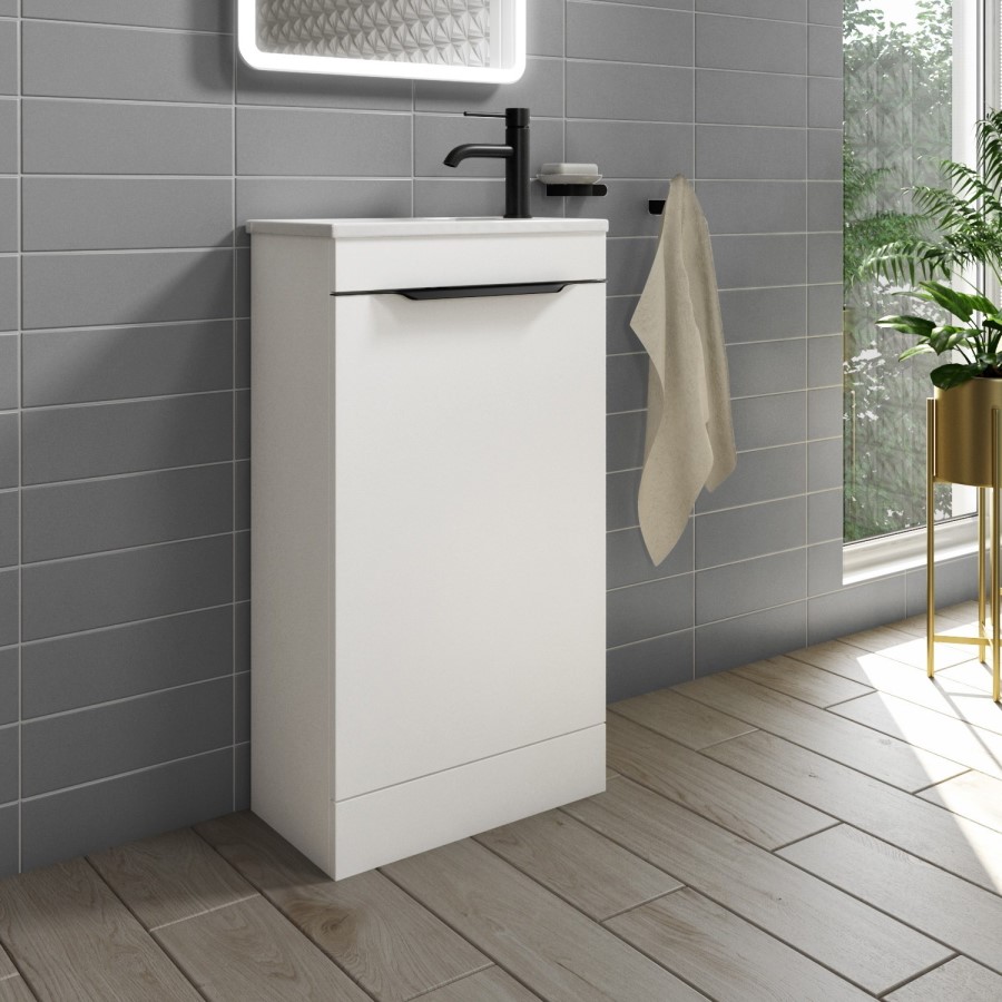 Grade A2 - 460mm White Cloakroom Freestanding Vanity Unit with Basin - Sion