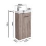 430mm Wood Effect  Freestanding Cloakroom Vanity Unit with Basin and Chrome Handle - Virgo