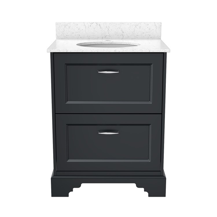 600mm Anthracite Freestanding Marble Top Vanity Unit with Basin - Ashbourne