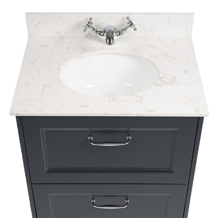 600mm Anthracite Freestanding Marble Top Vanity Unit with Basin - Ashbourne