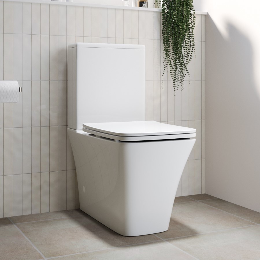 Grade A1 - Close Coupled Rimless Toilet with Soft Close Seat - Boston