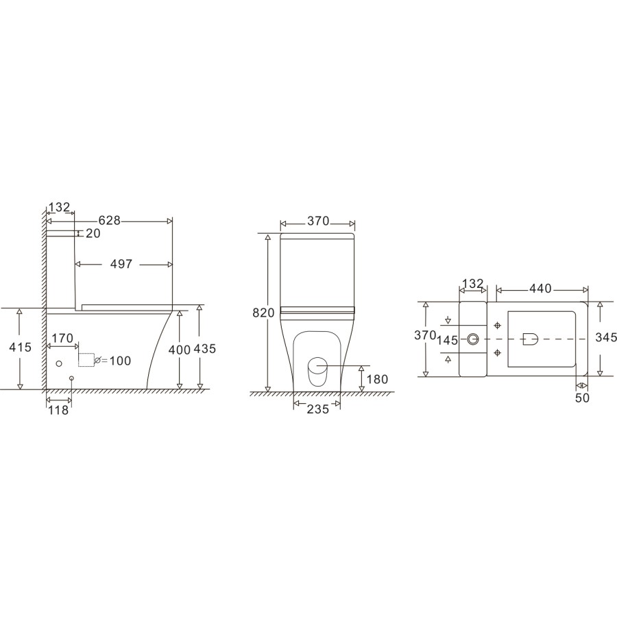 Grade A1 - Close Coupled Rimless Toilet with Soft Close Seat - Boston