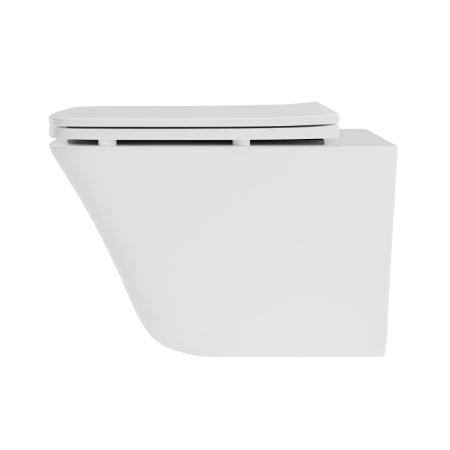 Wall Hung Rimless Toilet  - Includes Cistern Wall Hung Frame Soft Close Seat and Black Flush Plate - Boston