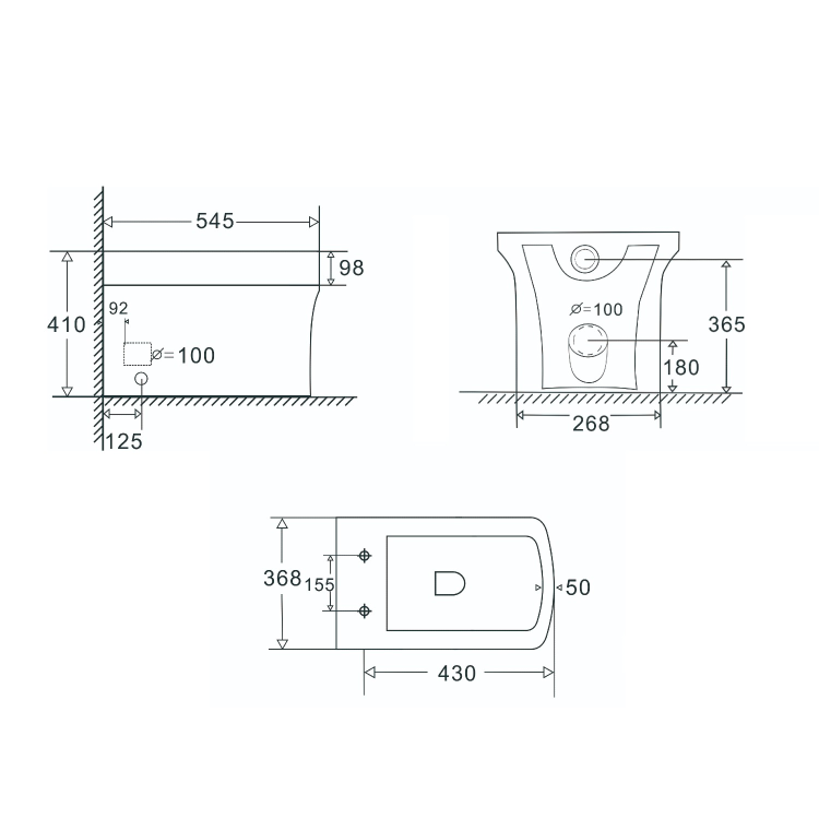 1100mm Blue Toilet and Sink Unit Right Hand with Square Toilet and Black Fittings - Ashford