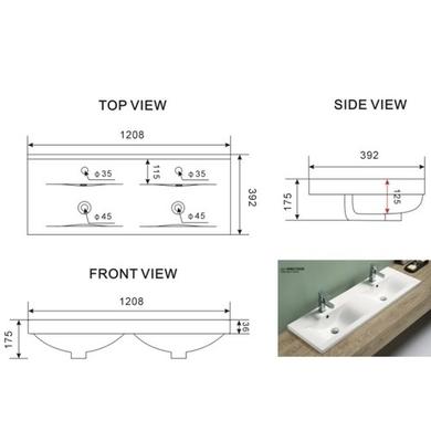 1200mm Grey Wall Hung Double Vanity Unit with Basin and Chrome Handles - Ashford 