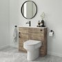 900mm Wood Effect Cloakroom Toilet and Sink Unit only with Black Fittings - Ashford