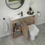 900mm Wood Effect Cloakroom Toilet and Sink Unit only with Black Fittings - Ashford