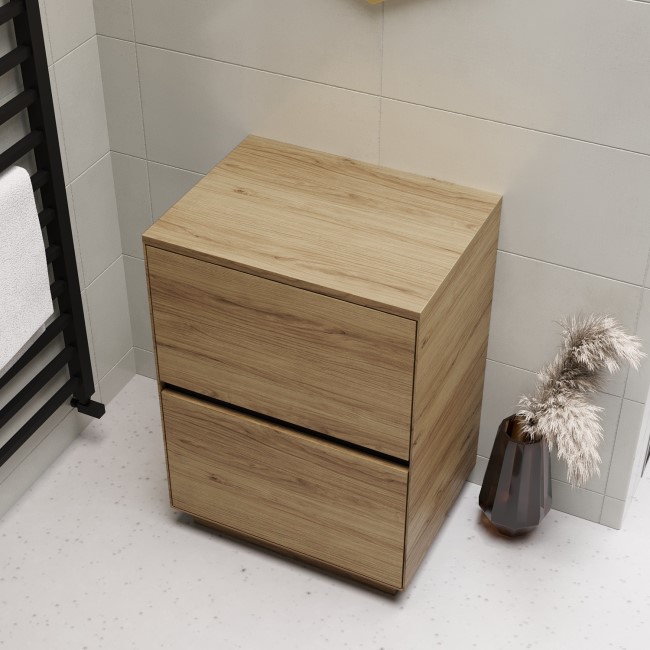 600mm Wood Effect Freestanding Countertop Vanity Unit- Roxbi