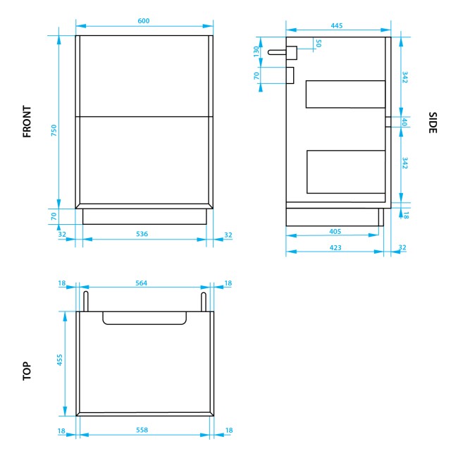 600mm Grey Freestanding Countertop Vanity Unit with Basin - Roxbi