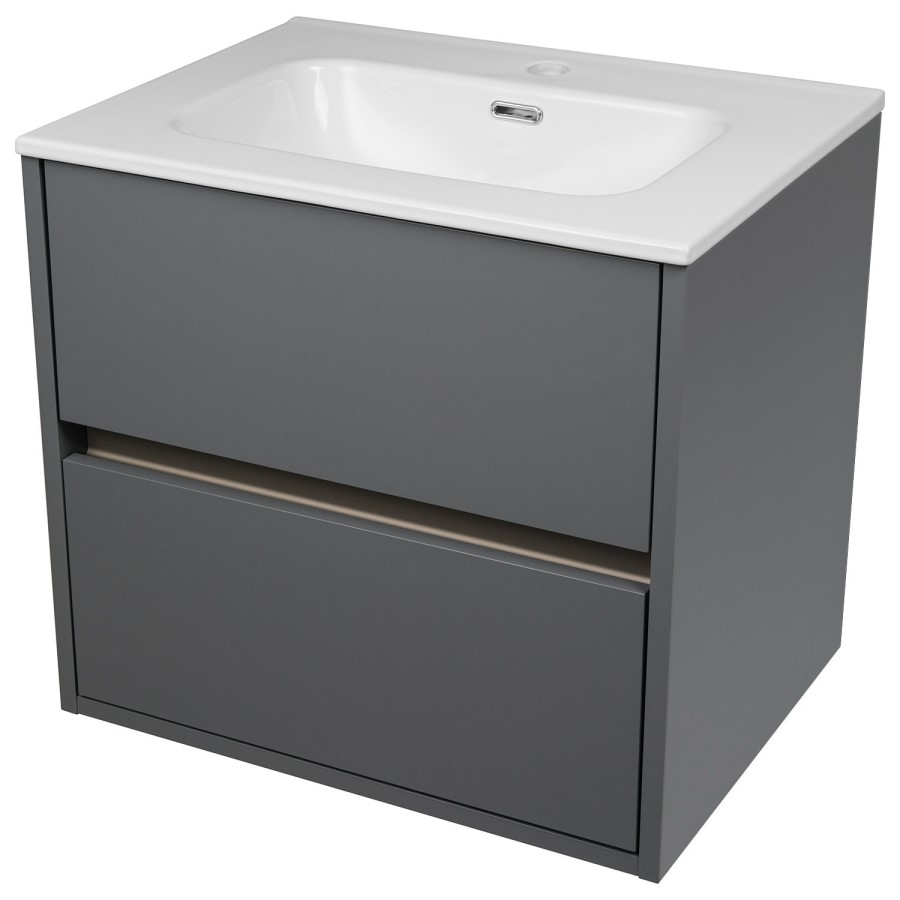 Grade A2 - 800mm Grey Wall Hung Vanity Unit with Basin - Roxbi