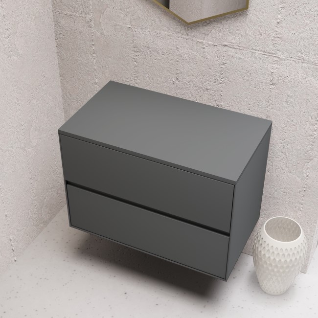 800mm Grey Wall Hung Countertop Vanity Unit- Roxbi