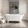 Paintable Freestanding Double Ended Roll Top Bath with White Feet 1515 x 740mm - Park Royal