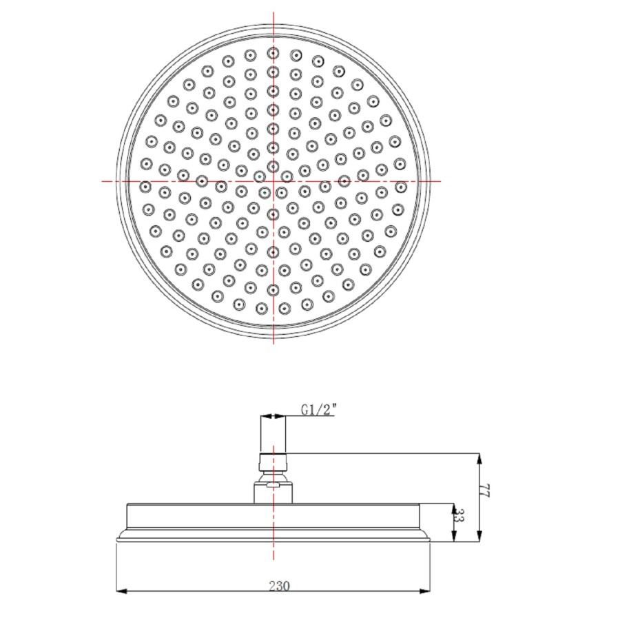 230mm Black Traditional Shower Head with Wall Arm