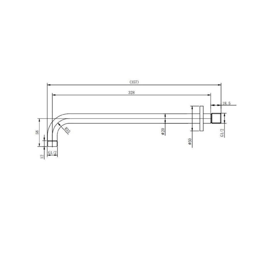 230mm Black Traditional Shower Head with Wall Arm